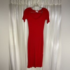 Red midi slim midi dress